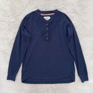 The Normal Brand Mens Blue Puremeso Henley Button Neckline Long Sleeve Shirt